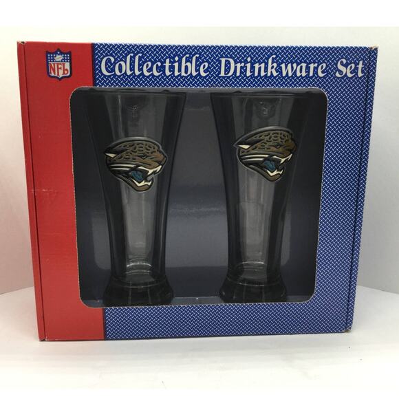 Officially Licensed NFL Jaguars Collectible Drinkware Set of 2 in Box - Picture 1 of 5